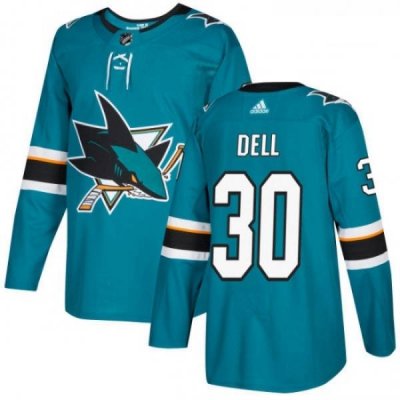 Youth Adidas San Jose Sharks 30 Aaron Dell Authentic Teal Green Home NHL Jersey