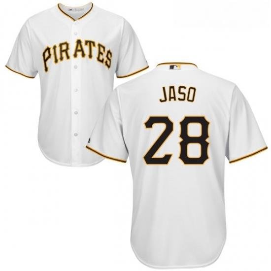 Youth Majestic Pittsburgh Pirates 28 John Jaso Replica White Home Cool Base MLB Jersey