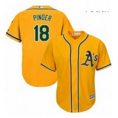 Youth Majestic Oakland Athletics 18 Chad Pinder Authentic Gold Alternate 2 Cool Base MLB Jersey