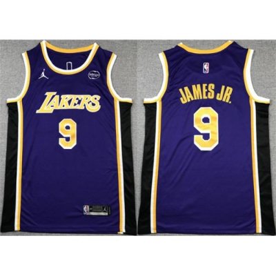 Men Los Angeles Lakers 9 Bronny James Jr  Purple Stitched Basketball JerseyS