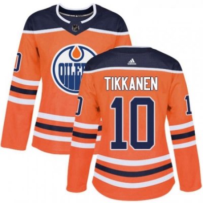 Womens Adidas Edmonton Oilers 10 Esa Tikkanen Authentic Orange Home NHL Jersey