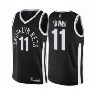 Mens Brooklyn Nets 11 Kyrie Irving Authentic Black Basketball Jersey City Edition