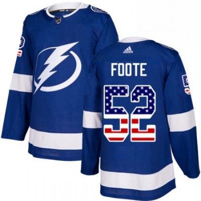 Mens Adidas Tampa Bay Lightning 52 Callan Foote Authentic Blue USA Flag Fashion NHL Jersey