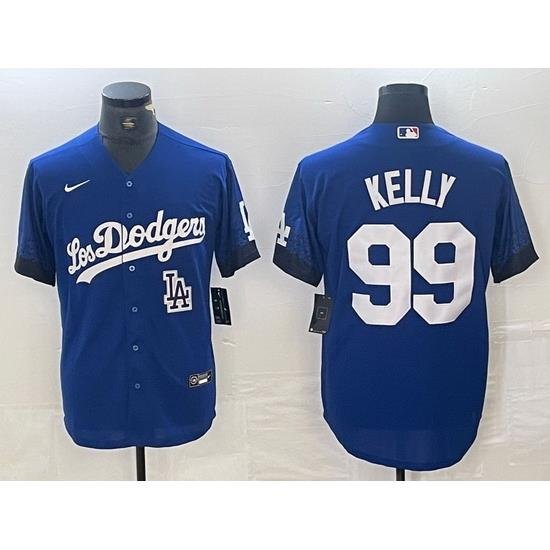 Men Los Angeles Dodgers 99 Joe Kelly Blue City Connect Cool Base Stitched Baseball Jersey