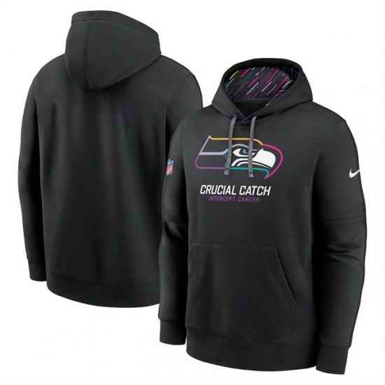 Men Seattle Seahawks Black 2024 Crucial Catch Club Pullover Hoodie