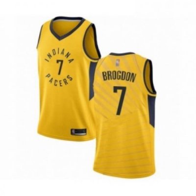 Mens Indiana Pacers 7 Malcolm Brogdon Authentic Gold Basketball Jersey Statement Edition