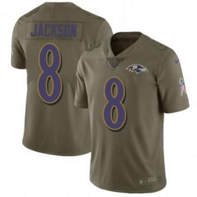 Youth Nike Baltimore Ravens 8 Lamar Jackson Limited Olive 2017 Salute to Service NFL Jersey