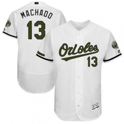 Mens Majestic Baltimore Orioles 13 Manny Machado White Flexbase Authentic Collection Memorial Day MLB Jersey