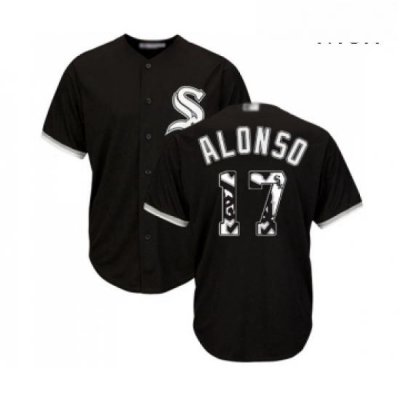 Mens Chicago White Sox 17 Yonder Alonso Authentic Black Team Logo Fashion Cool Base Baseball Jersey