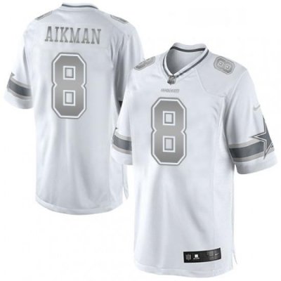 Mens Nike Dallas Cowboys 8 Troy Aikman Limited White Platinum NFL Jersey