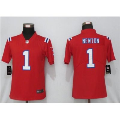 Women Nike New England Patriots 1 Cam Newton  Red Jersey