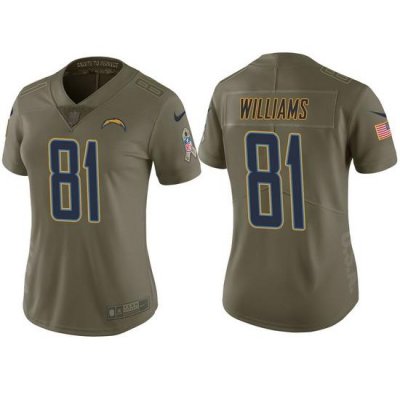 womens chargers mike williams olive 2017 salute to service jersey