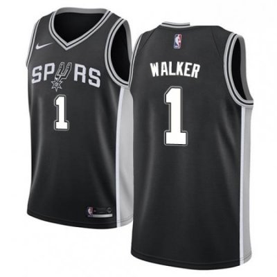 Mens Nike San Antonio Spurs 1 Lonnie Walker Swingman Black NBA Jersey Icon Edition