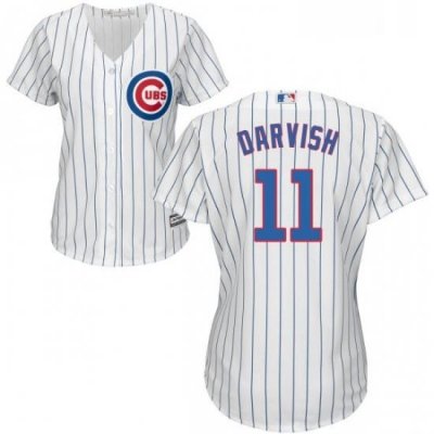 Womens Majestic Chicago Cubs 11 Yu Darvish Authentic White Home Cool Base MLB Jersey