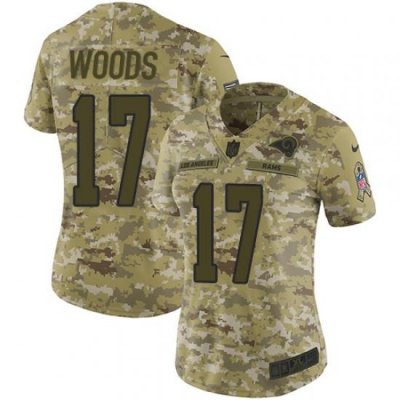 Nike Rams #17 Robert Woods Camo Women Stitched NFL Limited 2018 Salute to Service Jersey