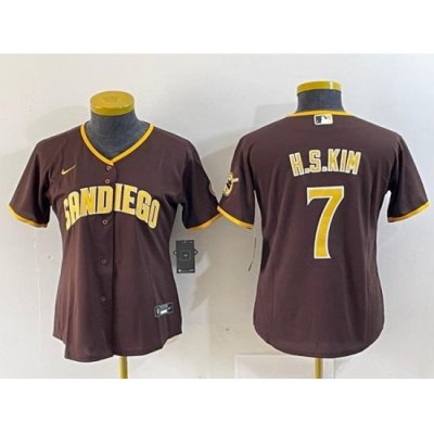 Women San Diego Padres 7 Ha Seong Kim Brown Stitched Baseball Jersey