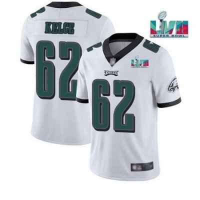 Men Women Youth Toddler Philadelphia Eagles 62 Jason Kelce White Super Bowl LVII Patch Vapor Untouchable Limited Stitched Jersey