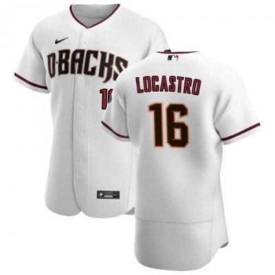 Men Arizona Diamondbacks 16 Tim Locastro Men Nike White Crimson Flex Base Home Team MLB Jersey