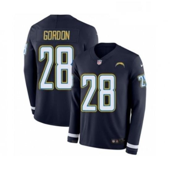 Men Nike Los Angeles Chargers 28 Melvin Gordon Limited Navy Blue Therma Long Sleeve NFL Jersey