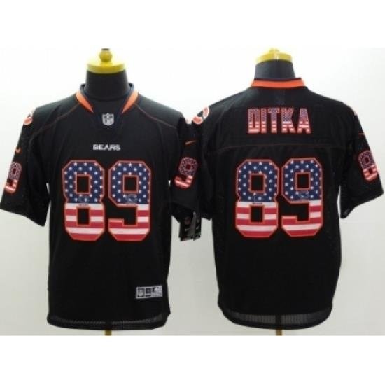 Nike Chicago Bears 89 Mike Ditka Black Elite USA Flag Fashion NFL Jersey