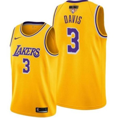 Men's Los Angeles Lakers #3 Anthony Davis 2020 Yellow Finals Stitched NBA Jersey