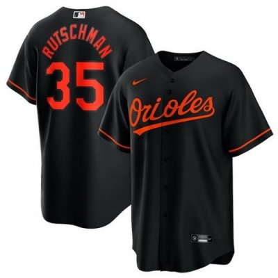 Men Baltimore Orioles 35 Adley Rutschman Black Cool Base Stitched Jersey