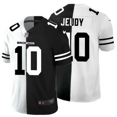 Denver Broncos 10 Jerry Jeudy Men Black V White Peace Split Nike Vapor Untouchable Limited NFL Jersey