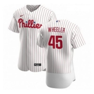 Men Philadelphia Phillies 45 Zack Wheeler Men Nike White Home 2020 Authentic Player MLB Jersey