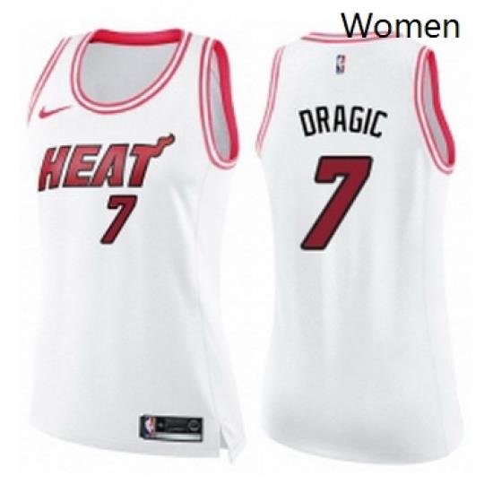 Womens Nike Miami Heat 7 Goran Dragic Swingman WhitePink Fashion NBA Jersey