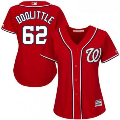 Womens Majestic Washington Nationals 62 Sean Doolittle Authentic Red Alternate 1 Cool Base MLB Jersey