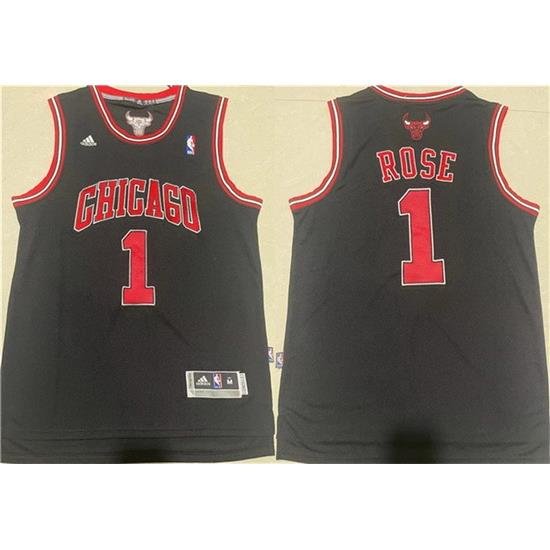 Men Chicago Bulls 1 Derrick Rose Black Stitched Basketball Jersey