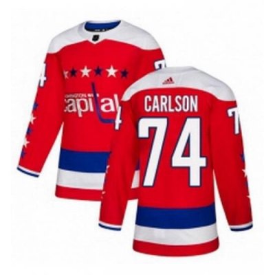 Mens Adidas Washington Capitals 74 John Carlson Authentic Red Alternate NHL Jersey