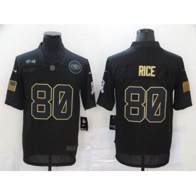 Nike San Francisco 49ers 80 Jerry Rice Black 2020 Salute To Service Limited Jersey