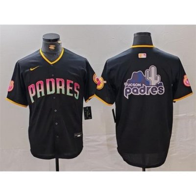 Men San Diego Padres Black Team Big Logo Cool Base Stitched Baseball Jersey