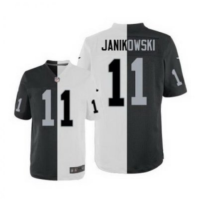 Nike Raiders #11 Sebastian JanikoWski White Black Mens Stitched NFL Elite Split Jersey