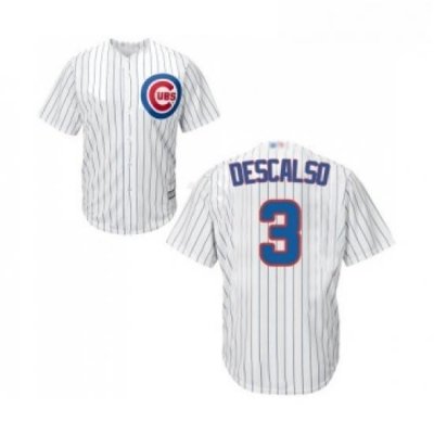 Youth Chicago Cubs 3 Daniel Descalso Authentic White Home Cool Base Baseball Jersey