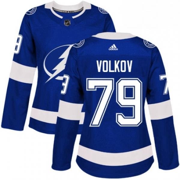 Womens Adidas Tampa Bay Lightning 79 Alexander Volkov Authentic Royal Blue Home NHL Jersey