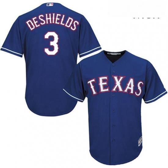 Mens Majestic Texas Rangers 3 Delino DeShields Replica Royal Blue Alternate 2 Cool Base MLB Jersey