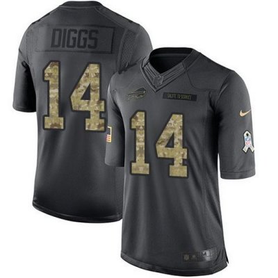 Nike Bills 14 Stefon Diggs Black Men Stitched NFL Limited 2016 Salute to Service Jersey