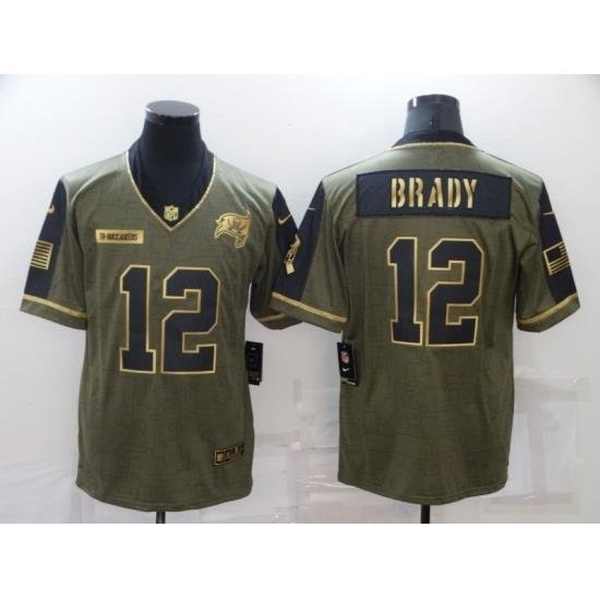 Men's Tampa Bay Buccaneers #12 Tom Brady Nike Gold 2021 Salute To Service Limited Player Jersey