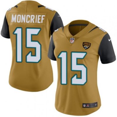 Nike Limited Womens Donte Moncrief Gold Jersey NFL #15 Jacksonville Jaguars Rush Vapor