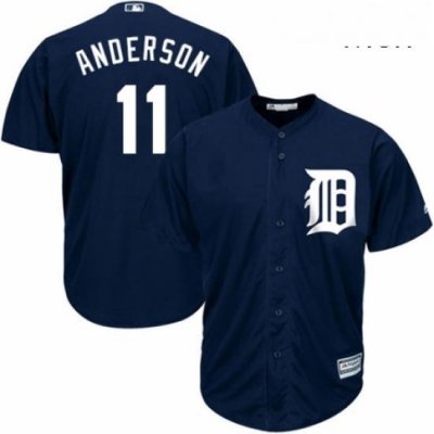 Mens Majestic Detroit Tigers 11 Sparky Anderson Replica Navy Blue Alternate Cool Base MLB Jersey