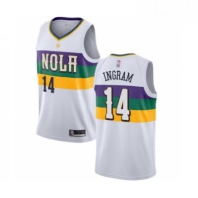 Mens New Orleans Pelicans 14 Brandon Ingram Authentic White Basketball Jersey City Edition