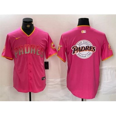 Men San Diego Padres Team Big Logo Pink Cool Base Stitched Baseball Jersey