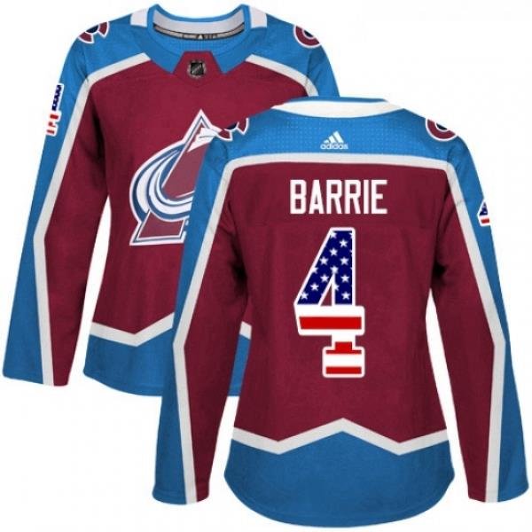 Womens Adidas Colorado Avalanche 4 Tyson Barrie Authentic Burgundy Red USA Flag Fashion NHL Jersey