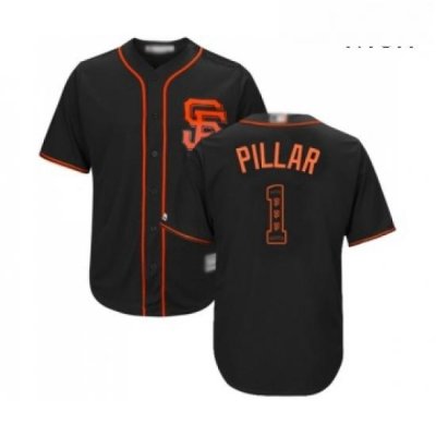 Mens San Francisco Giants 1 Kevin Pillar Authentic Black Team Logo Fashion Cool Base Baseball Jersey