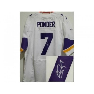 Nike Minnesota Vikings 7 Christian Ponder White Elite Signed NFL Jersey