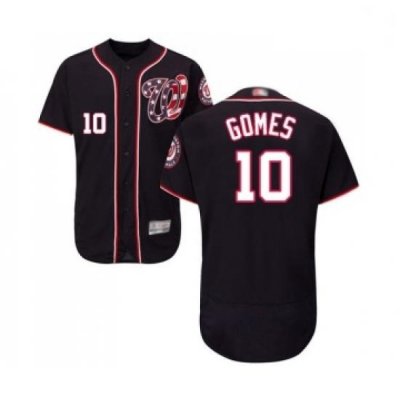 Mens Washington Nationals 10 Yan Gomes Navy Blue Alternate Flex Base Authentic Collection Baseball Jersey