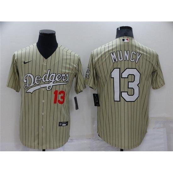 Men Los Angeles Dodgers 13 Max Muncy Cream ThroWback Stitched Baseball Jerseys