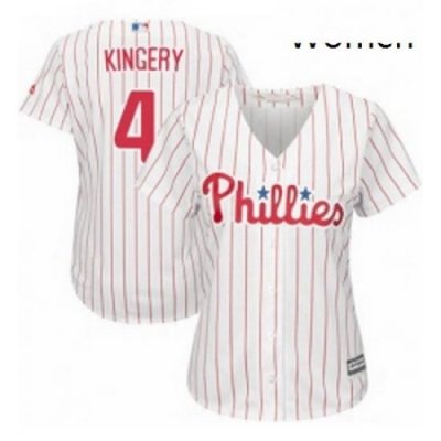 Womens Majestic Philadelphia Phillies 4 Scott Kingery Authentic WhiteRed Strip Home Cool Base MLB Jersey